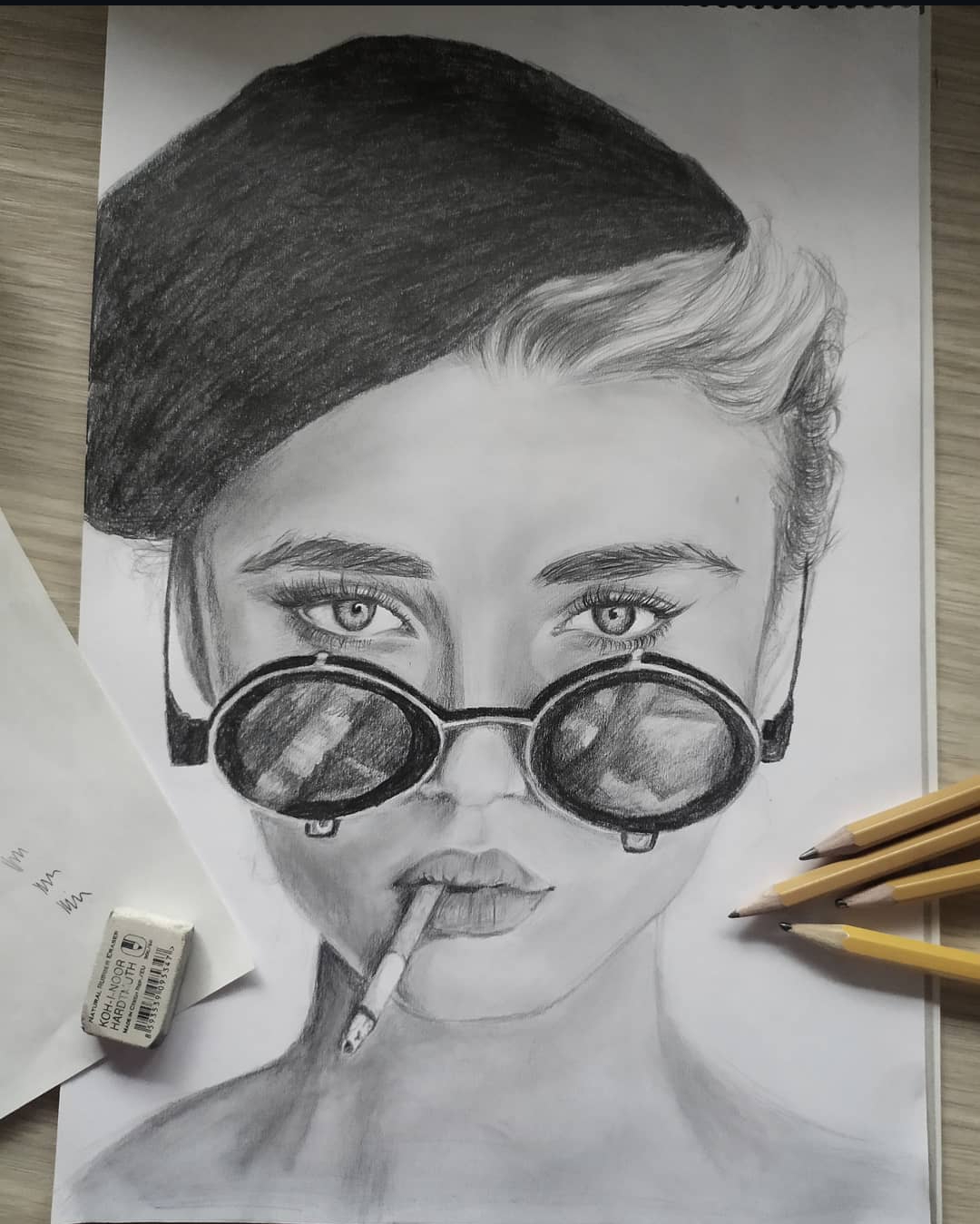 Portrait, graphite on white paper